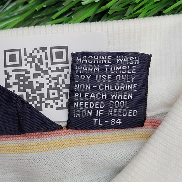 Vintage Par-Four MOD Striped Polo Shirt Womens S/M 18x23 Crop White - Picture 5 of 11